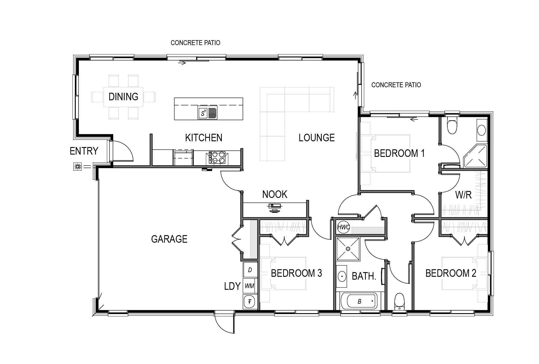 160m² with double garage and study nook floor plan