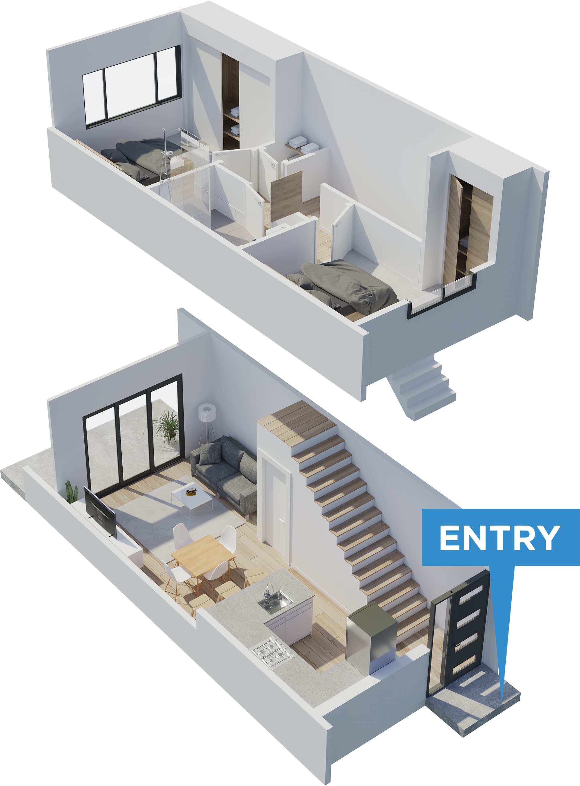 TeAtatu floor plan in 3D