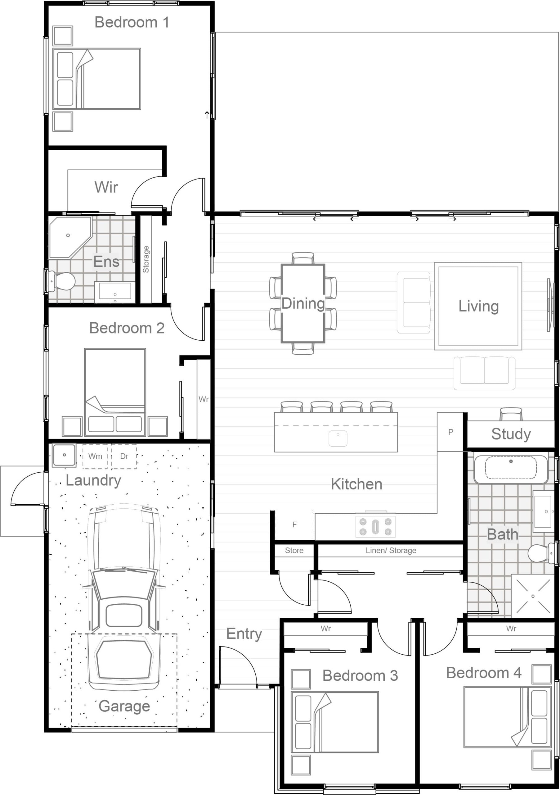 164m² with single garage and study nook floor plan