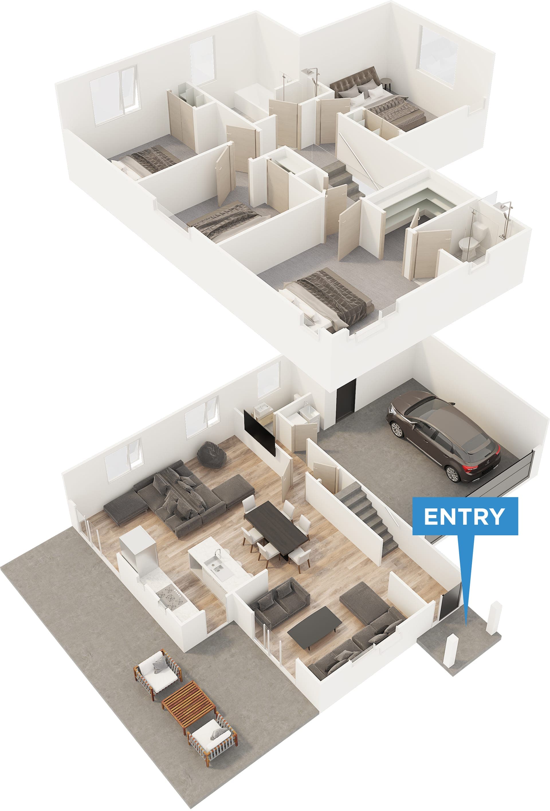 Fairview floor plan in 3D