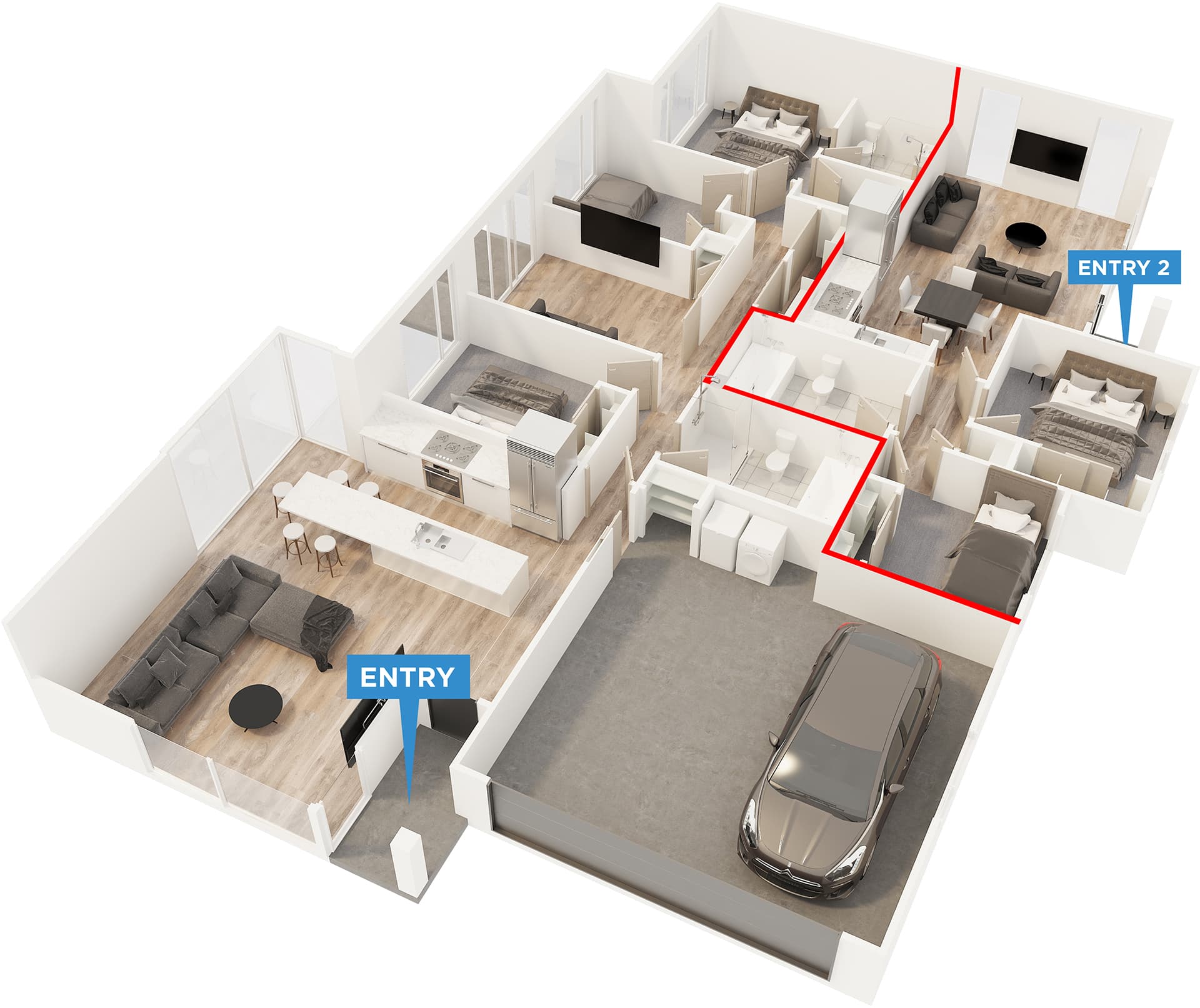 Jamish floor plan in 3D