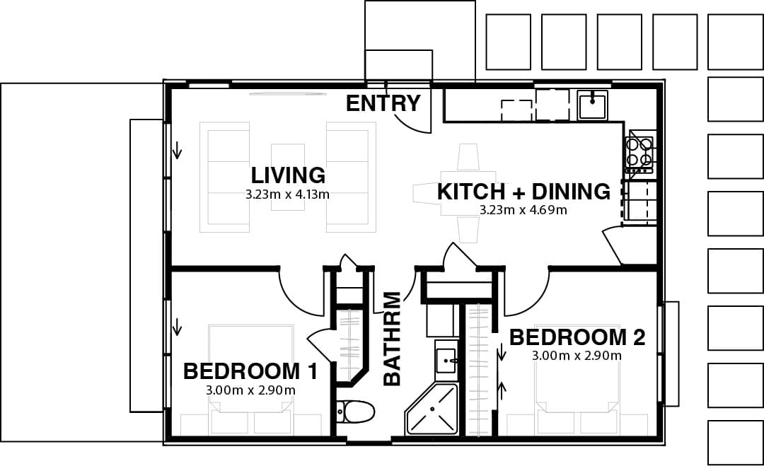59m² Architectural Minor Dwelling floor plan